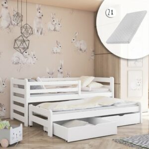 Kids Collective Einzelbett 90x200 mit Rausziehbett 90x190 mit 2 Schubladen