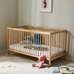 Kids Collective Babybett Gitterbett 60x120 / 70x140 höhenverstellbar & herausnehmbare Sprossen natur