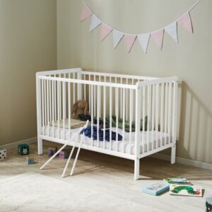 Kids Collective Babybett Gitterbett 60x120 höhenverstellbar & herausnehmbare Sprossen weiß