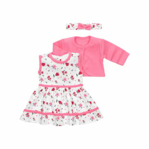 Baby Sweets 3tlg Set Kleid + Strickjacke + Mütze Lieblingsstücke Kleider weiß rosa