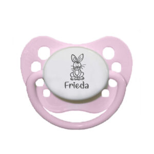 Schnullireich Schnuller mit Namen / Namensschnuller 1 x NIP Hase Rosa
