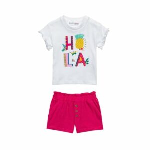 MINOTI T-Shirt und Shorts im Set Weiß/Rosa