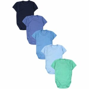 TupTam Baby Jungen Kurzarm Wickelbody 5er Set blau/grün