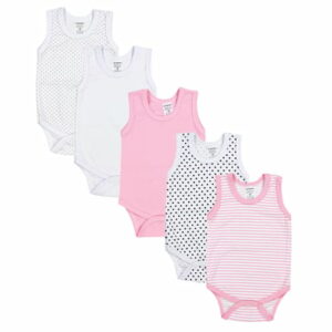 TupTam Baby Mädchen Achselbody 5er Pack rosa/weiß