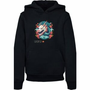 F4NT4STIC Hoodie Drache mit Blumen schwarz