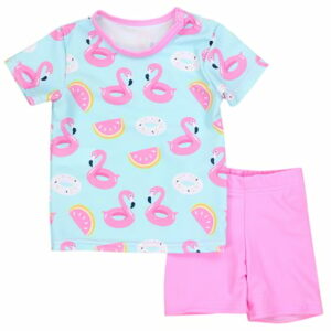 Aquarti Baby Mädchen Zweiteiler Badeanzug Bade-Set Bade T-Shirt Badehose hellrosa