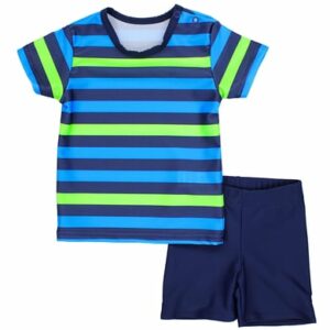 Aquarti Baby Jungen Bade-Set Zweiteiliger Badeanzug T-Shirt Hose dunkelblau