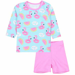 Aquarti Baby Mädchen Zweiteiler Badeanzug Bade-Set Bade T-Shirt Badehose hellgrün