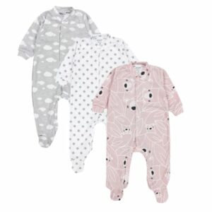 TupTam Baby Mädchen Schlafstrampler mit Fuß 3er Pack rosa/weiß