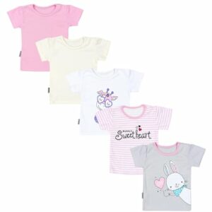 TupTam Baby Mädchen Kurzarm T-Shirt 5er Set rosa/weiß
