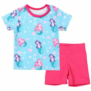 Aquarti Baby Mädchen Zweiteiler Badeanzug Bade-Set Bade T-Shirt Badehose pink