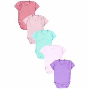 TupTam Unisex Baby Kurzarm Wickelbody 5er Pack rosa