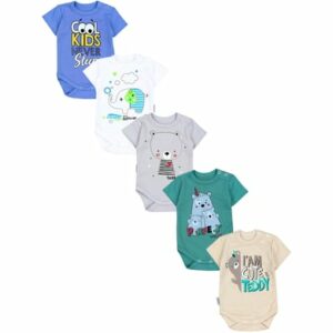 TupTam Baby Kurzarm Body mit Aufdruck Spruch 5er Pack blau/grau