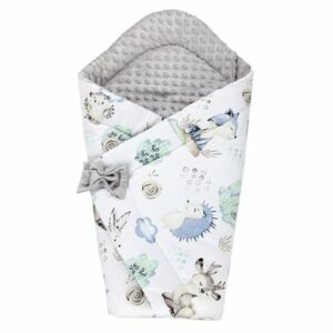 TupTam Baby Winter Einschlagdecke Warm Wattiert Minky blau/grau