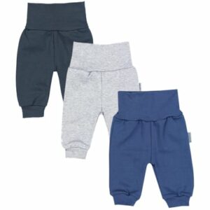 TupTam Baby Jungen Jogginghose mit Breitem Bund 3er Pack blau/grau