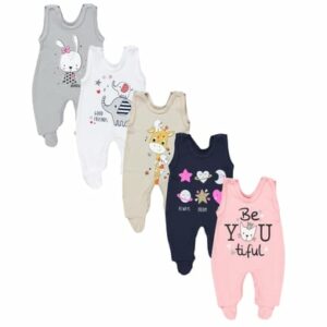 TupTam Baby Strampler mit Aufdruck Spruch 5er Pack weiß/beige