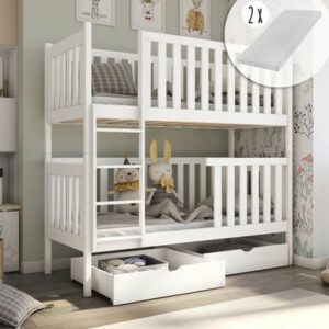 Kids Collective Hochbett 80x180 / 90x200 Etagenbett umbaubar in 2 Einzelbetten