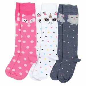 TupTam Mädchen Knielange Socken Gemustert 3er Pack rosa/weiß