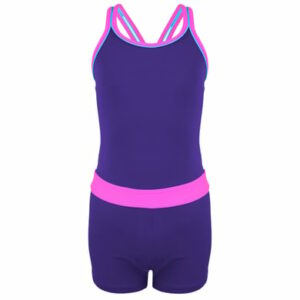Aquarti Mädchen Badeanzug mit Bein Racerback violett
