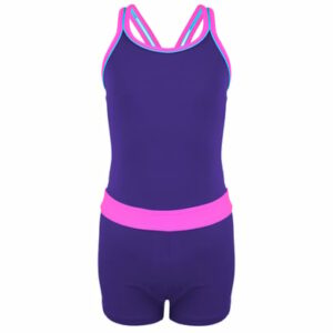 Aquarti Mädchen Badeanzug mit Bein Racerback violett