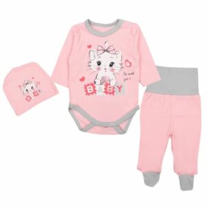 TupTam Baby Bekleidungsset Langarmbody Hose Mütze3 teilig apricot