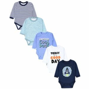 TupTam Jungen Baby Body Langarm 5er Pack blau/silber