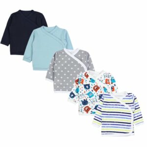 TupTam Baby Langarm Wickelshirt 5er Set grau/hellblau