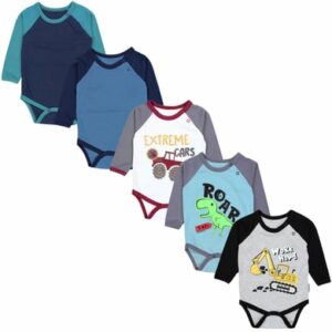 TupTam Jungen Baby Body Langarm 5er Pack blau/grau