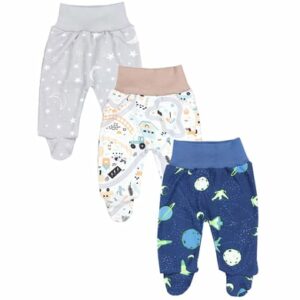 TupTam Baby Jungen Strampelhose mit Fuß 3er Pack weiß/beige