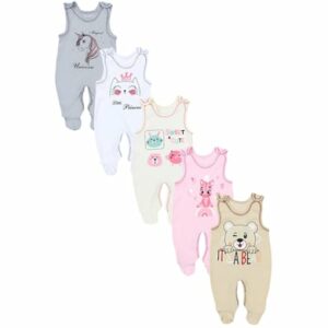 TupTam Unisex Baby Strampler mit Aufdruck 5er Set beige/rosa