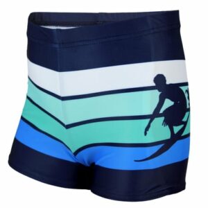 Aquarti Jungen Badehose Gestreift mit Motiven grün/weiß