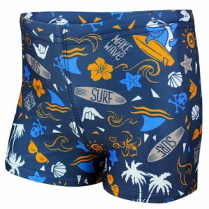 Aquarti Jungen Badehose Gestreift mit Motiven dunkelgelb