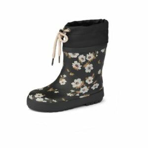 Wheat Gummistiefel Thermo Print black flowers