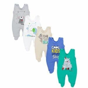 TupTam Baby Strampler mit Aufdruck Spruch 5er Pack grau/grün