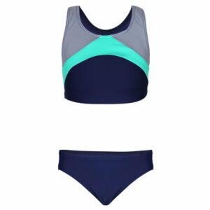 Aquarti Mädchen Sport Bikini Racerback Bustier & Bikinislip grau/grün