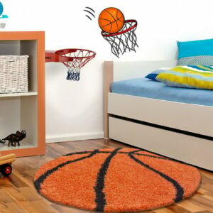 Giancasa Basketballteppich Basketball Shaggy Hochflorteppich Kinderteppich 6002 orange