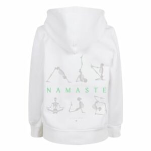 F4NT4STIC Basic Kids Hoodie Namaste Yoga Skelett Halloween weiß