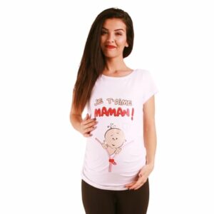 M.M.C. Umstandsshirt Je t’aime maman mit Motiv Weiß