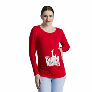 M.M.C. Umstandslangarmshirt I Will Rock You mit Motiv Rot