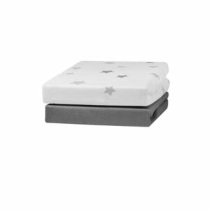 urra Jersey Spannbettlaken 2er-Pack 70 x 140 cm grau/Sterne grau